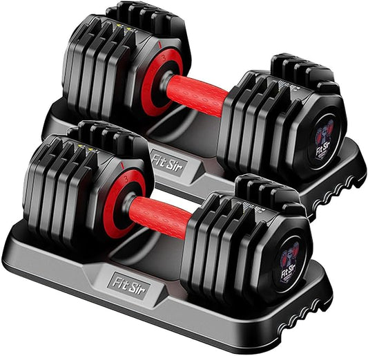 Adjustable Dumbbell Set 25/55/90LBS,10 in 1 Free Weights Dumbbell with Anti-Slip Texture Handle,1 Sec Speed Adjustment Men/Women Gym and Home Strength Training Equipment.