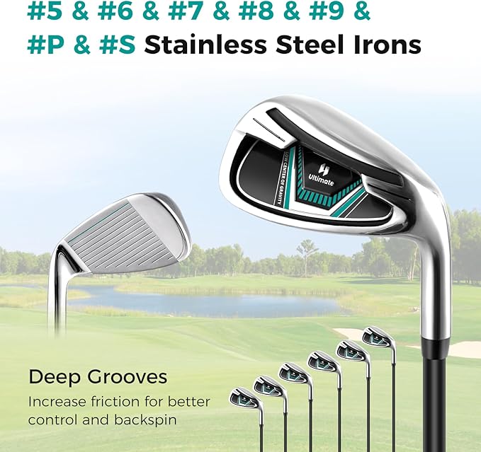 Goplus Complete Golf Club Package Set for Men, 11 PCS Right Handed Golf Clubs with 460CC #1 Driver, #3 Fairway Wood, #5 Hybrid, #5/#6/#7/#8/#9/#S/#P Irons, Putter, Golf Stand Bag with Rain Hood