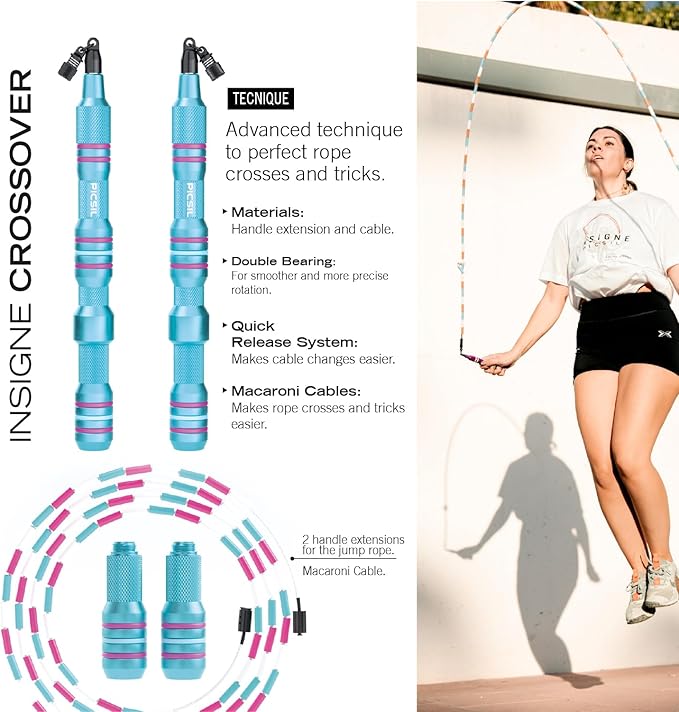Picsil Insigne Jump Rope, Versatile Speed Rope in 3 Modalities, Fast, Weighted or Crossover Jump Rope, Adaptable to Any Type of Training From Speed to Strength Work