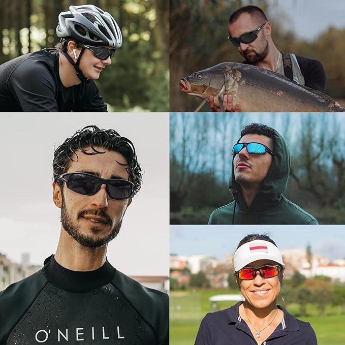 3PACK Polarized Sports Sunglasses for Men Driving Golf Fishing Running Sun Glasses UV400 Protection