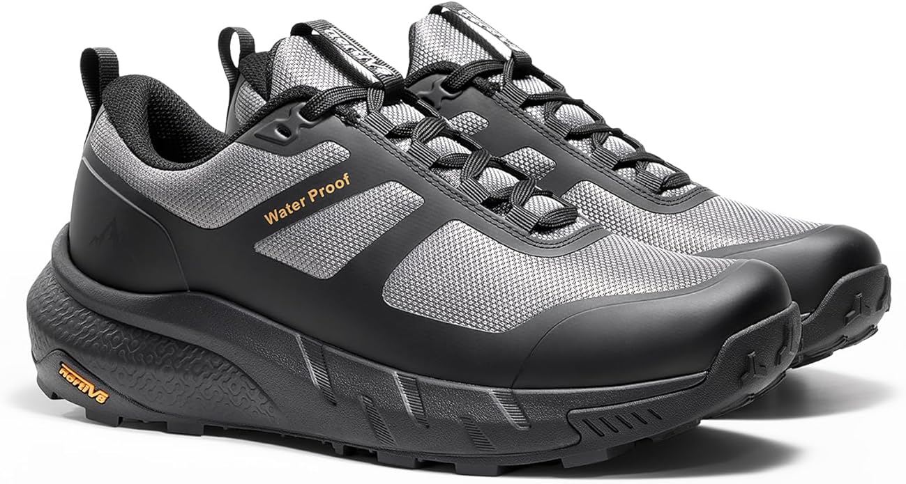 NORTIV 8 Men's Waterproof Hiking Shoes Lightweight Trekking Walking Fashion Sneakers with Arch Support for Camping Tennis Outdoor Training StreamRunner