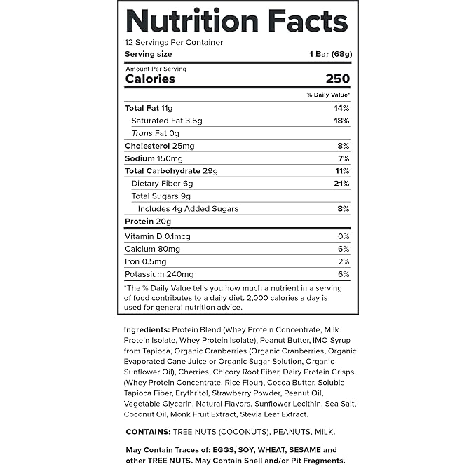 Legion Protein Bar Peanut Butter Jelly - 100% Whey Protein, Soy Free Protein Bars with Prebiotic Fiber - Low Fat Healthy Protein Bar - Gluten Free, Naturally Flavored, Low Sugar Protein Bars (12 Count)