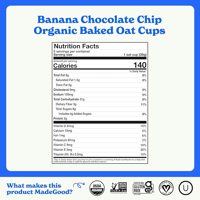 MadeGood Mornings Soft-Baked Oat Bars & Oat Cups Variety Pack (30 count)