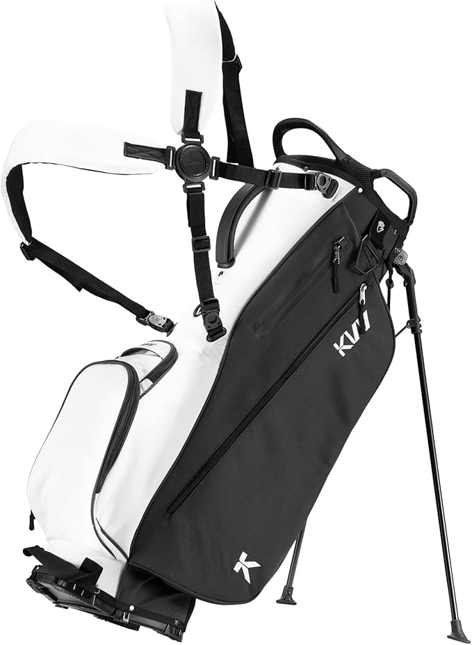 KVV Lightweight Golf Stand Bag with 7 Way Full-Length Dividers, 5 Zippered Pockets, Automatically Adjustable Dual Straps，Elegant Design