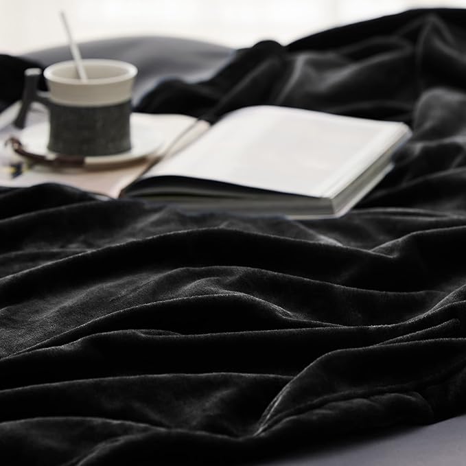 Bedsure Fleece Blankets Queen Size Black - Bed Blanket Soft Lightweight Plush Fuzzy Cozy Luxury Microfiber, 90x90 inches