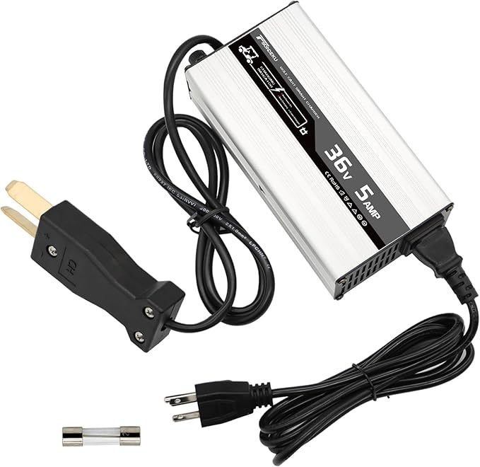 36V 5A Golf Cart Charger with Crowfoot Connector Plug Compatible with TXT DS Golf Cart, Yamaha | Multi-Scenario Use for Home, Club & Storage, Lightweight