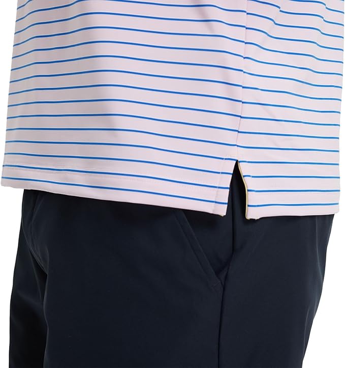 M MAELREG Golf Shirts for Men Moisture Wicking Striped Polo Performance Dry Fit Business Sports Mens Polo Shirts Short Sleeve