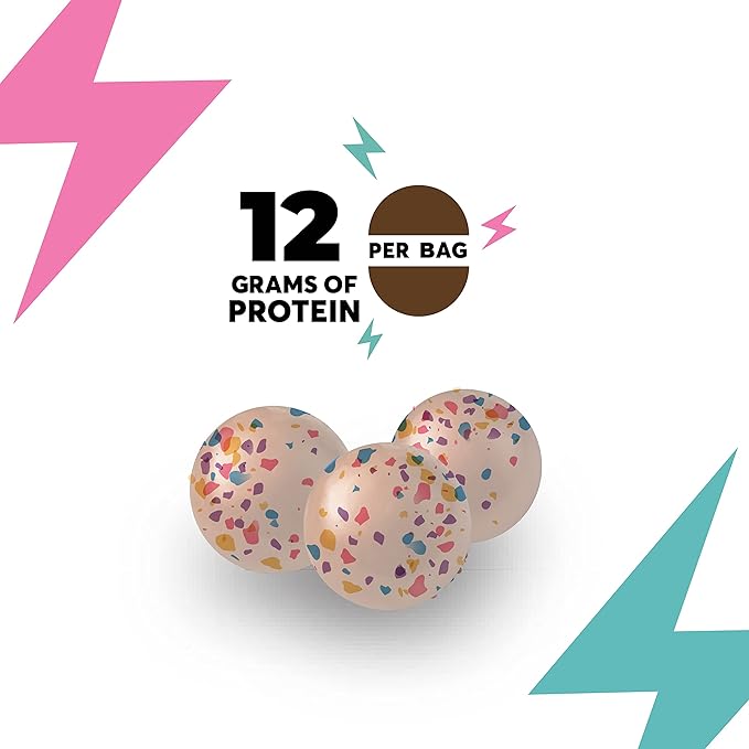 Knack Snacks | Crunchy Protein Balls - Vanilla Birthday Cake Flavor (10x 1.2oz Bags) | Lunchbox Ready, High Protein, Naturally Gluten Free, Lower Sugar, Snack for School, Work, Travel, Parties, Gaming