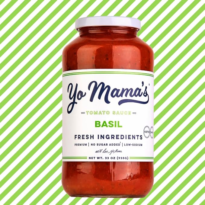 Yo Mama's Foods Keto Tomato Basil Pasta and Spaghetti Sauce - Pack of (3) - No Sugar Added, Low Carb, Low Sodium, Vegan, Gluten Free, Paleo Friendly, and Made with Whole, Non-GMO Tomatoes