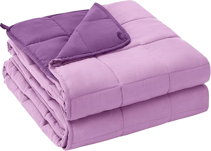 yescool Weighted Blanket for Adults (15 lbs, 60" x 80", Purple) Cooling Heavy Blanket for Sleeping Perfect for 140-160 lbs, Queen Size Breathable Blanket with Premium Glass Bead, Machine Washable