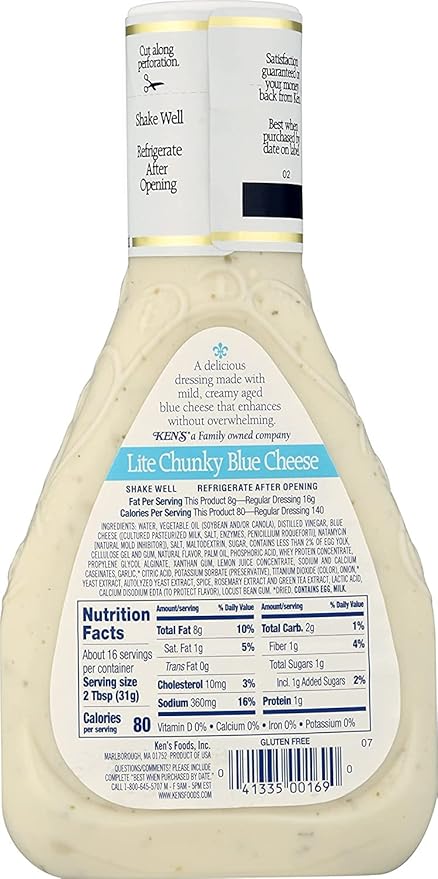 Ken's Steak House Lite Chunky Blue Cheese Dressing (16 Fl Oz, Pack of 3)