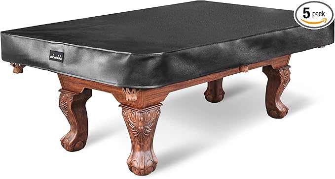 Heavy Duty Leatherette Billiard Pool Table Cover,Waterproof&Tearproof Cover for Pool Table,7/8/9 Foot Fitted (9FT/Black)