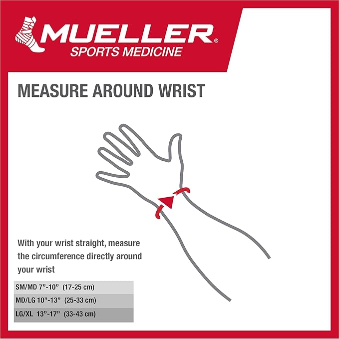 MUELLER Sports Medicine FIR 4-Way Wrist Support, Wrist Pain Relief Support for Men and Women, Ideal for Carpal Tunnel, Tendinitis, Arthritis, Black/Blue