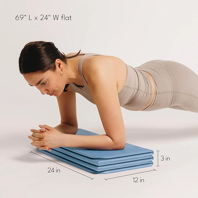 Foldable Multi-Purpose Fitness & Yoga/Pilates Mat, Workout Mat with Non-Slip Surface, Portable & Lightweight, For Studio or Home Use, As Seen on Shark Tank
