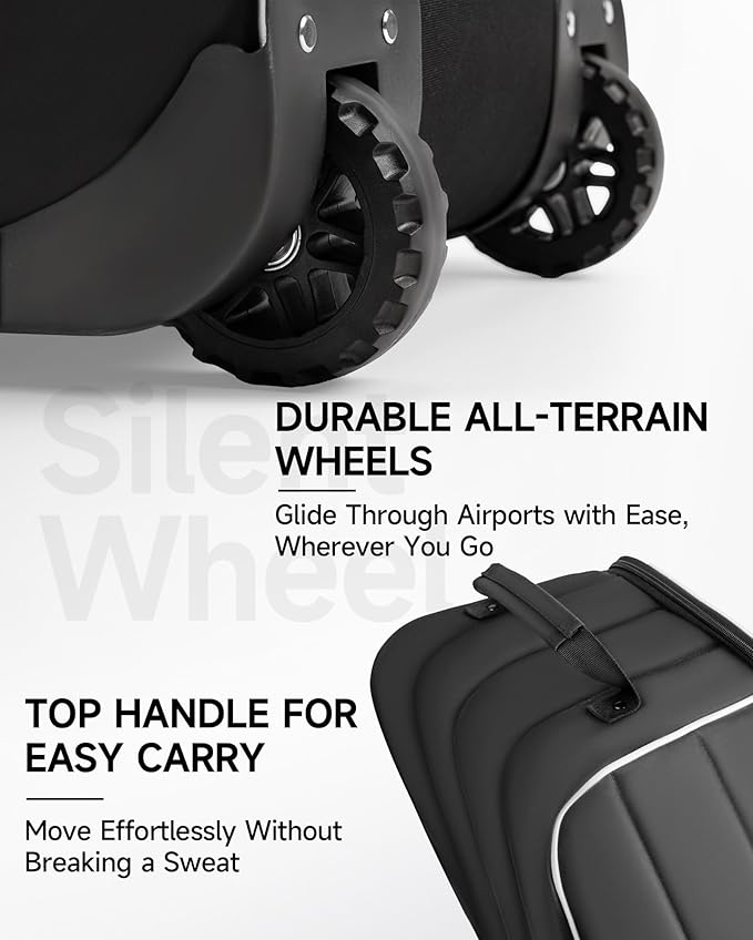 MANUEKLEAR 1680D Nylon Travel Golf Bags Club for Airlines with Wheels, Golf Travel Bags for Airlines with Padded Top, Golf Travel Case Cover with 3 Large Pocket for Golfer