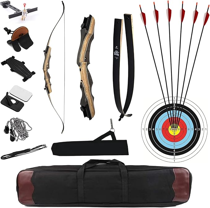 DEERACE Takedown Recurve Bow and Arrow Set 62" Classic Traditional Wooden Bow for Adults Youth Beginner Hunting Targeting Archery