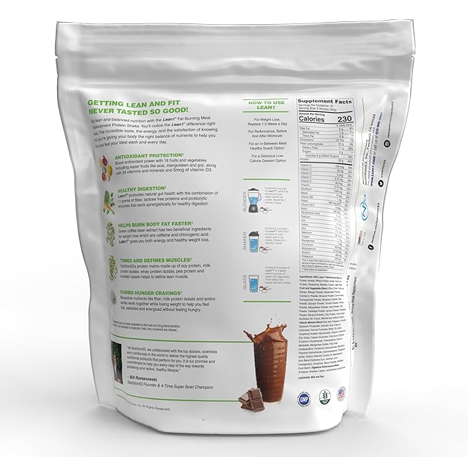 Lean1 Chocolate 5 Pound (37 Servings), Fat Burning Meal Replacement