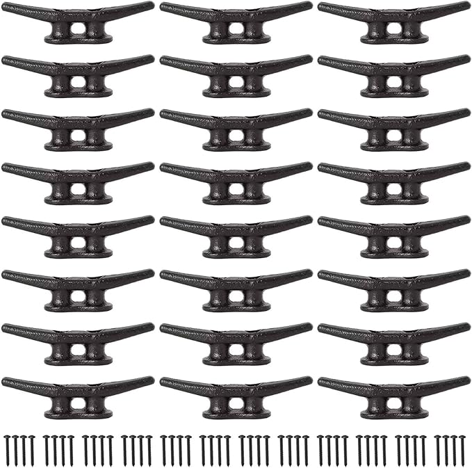 4 inch Dock Cleats 4/6/8/12/16/20/24 Pack,Boat Dock Cleats Rope Cleat Marine Cleats Iron Boat Cleats with Hardware ldeal for Deck,Nautical Decor,Cleats for Boat Dock,Boat Tie Down Cleats