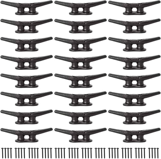 4 inch Dock Cleats 4/6/8/12/16/20/24 Pack,Boat Dock Cleats Rope Cleat Marine Cleats Iron Boat Cleats with Hardware ldeal for Deck,Nautical Decor,Cleats for Boat Dock,Boat Tie Down Cleats
