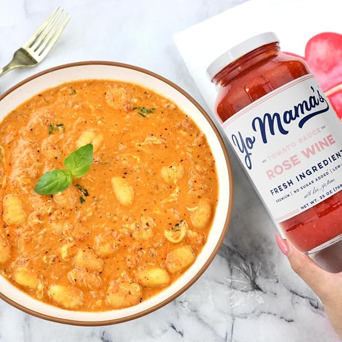 Yo Mama's Foods Keto Rosé Wine Pasta Sauce - Pack of (1) - No Sugar Added, Low Carb, Low Sodium, Gluten Free, Paleo Friendly, Non-GMO, and Vegan