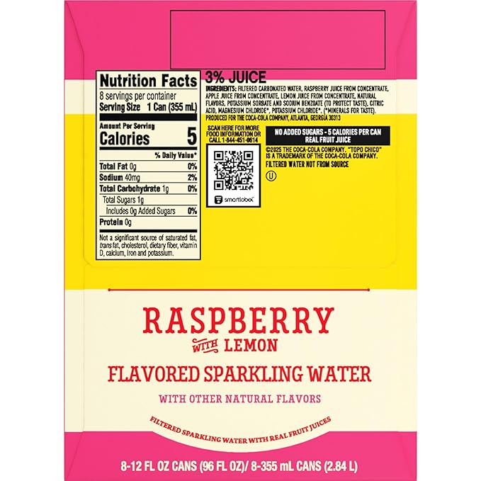 Topo Chico Sabores Raspberry with Lemon 12oz 8pk
