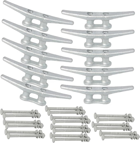 6/8/10/12/14 inch Dock Cleats With Bolts,Hot Dipped Galvanized Cast Iron Boat Cleats,Rope Cleat Boat Dock Cleats for Boat Docks,Decks,Piers for Tying up Boats,Marine Decor(1,2,4,5,6,8,10,12 Pack)
