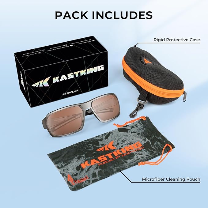 KastKing Chippewa Polarized Fishing Sunglasses, UV400 Protection Full Wrap Frame Sports Cycling Sunglasses, 1.0mm TAC Lenses