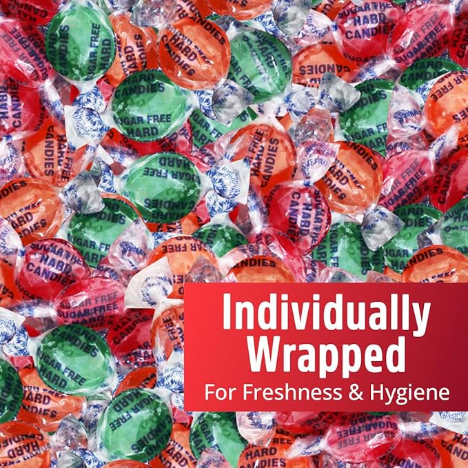 Sweetside Assorted Hard Candy Sugar Free, 1lb Pack of Bulk Hard Candy Individually Wrapped, Perfect Sugar Free Hard Candies for Candy Bowls, Party Favors, Office Treats, Halloween Candy and Gift Assortments