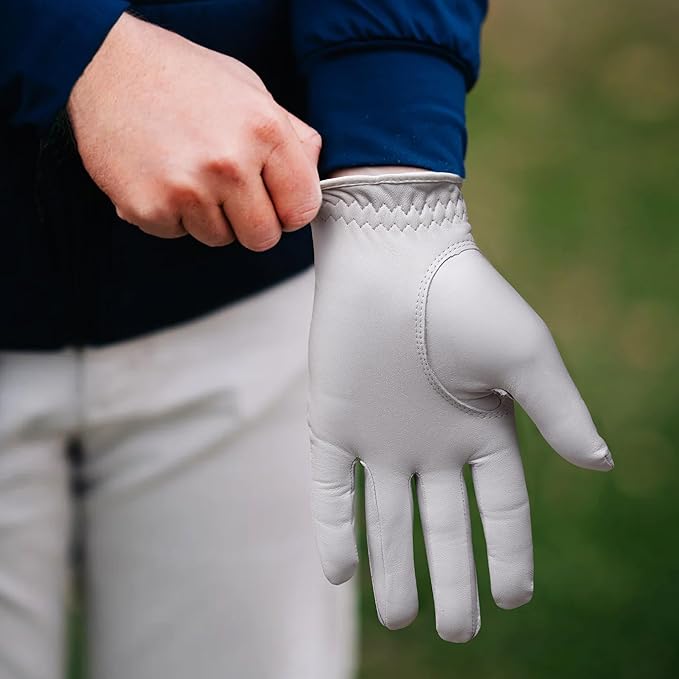 KVV Cabretta Leather Golf Gloves for Men, Mens Golf Gloves Worn on Left Hand, Premium Grip, Exceptional Comfort