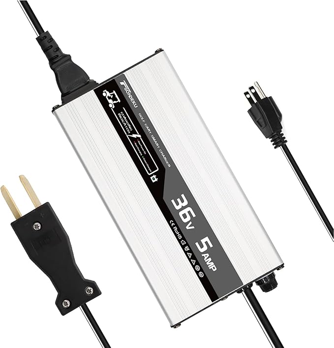 36V 5A Golf Cart Charger with Crowfoot Connector Plug Compatible with TXT DS Golf Cart, Yamaha | Multi-Scenario Use for Home, Club & Storage, Lightweight