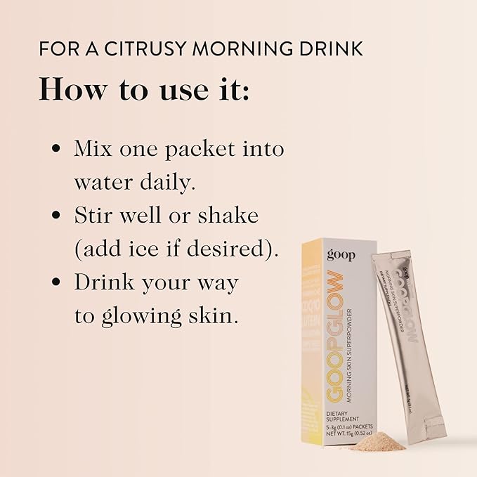 goop Beauty Morning Skin Drink Mix | Beverage Powder to Protect Against Signs of Aging | Vitamin C & E | Lemon Verbena & Orange Flavor | Non-GMO, Gluten-Free, & Vegan | 30 Pack