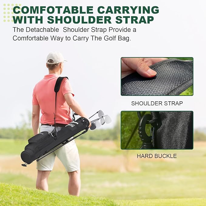 MAZEL Lightweight Golf Bag for Men – Easy to Carry Golf Clubs Bag with Shoulder Strap,Pitch n Putt Golf Stand Bag for Driving Range,Par 3 and Executive Courses - Fit Up to 8 Clubs
