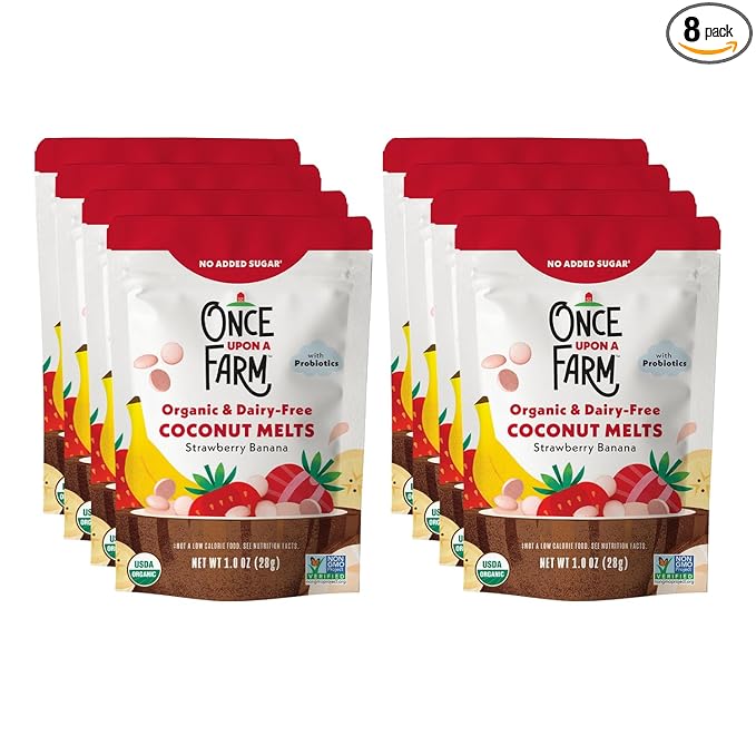 Once Upon A Farm Strawberry Banana Coconut Melts with Probiotics, Organic, Dairy Free, 1 Ounces (Pack Of 8)