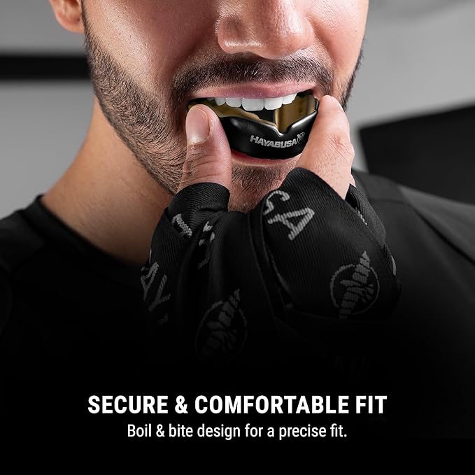 Hayabusa Combat Sports Mouth Guard Youth, Kids and Adult Sizes Comes with Case - Blue/Yellow, Adult