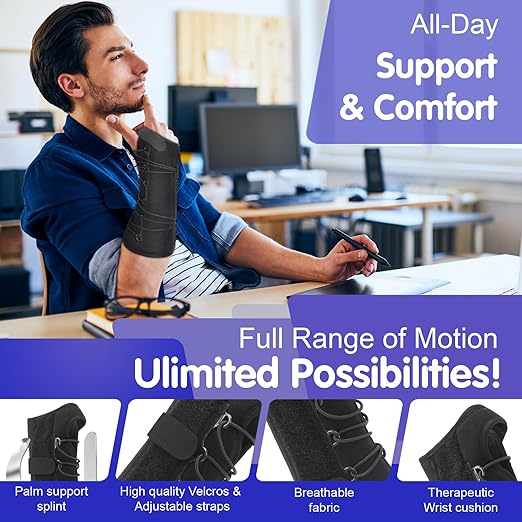 Carpal Tunnel Wrist Brace, Newly Upgraded Adjustable Drawstring Fixation, Nighttime Wrist Sleep Support Brace, Women Men Adjustable Splint, Pain Relief, Tendonitis, Arthritis (left hand)