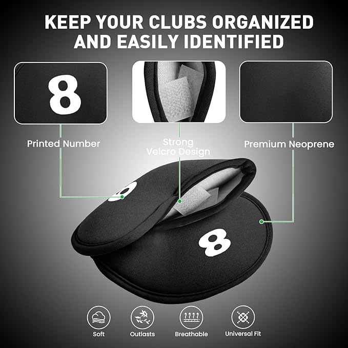 Golf Club Covers Set Neoprene Protector for Irons Value 12 Pack, Headcover Number Universal Head Cover Fit Main Irons Clubs Accessories for Women Men