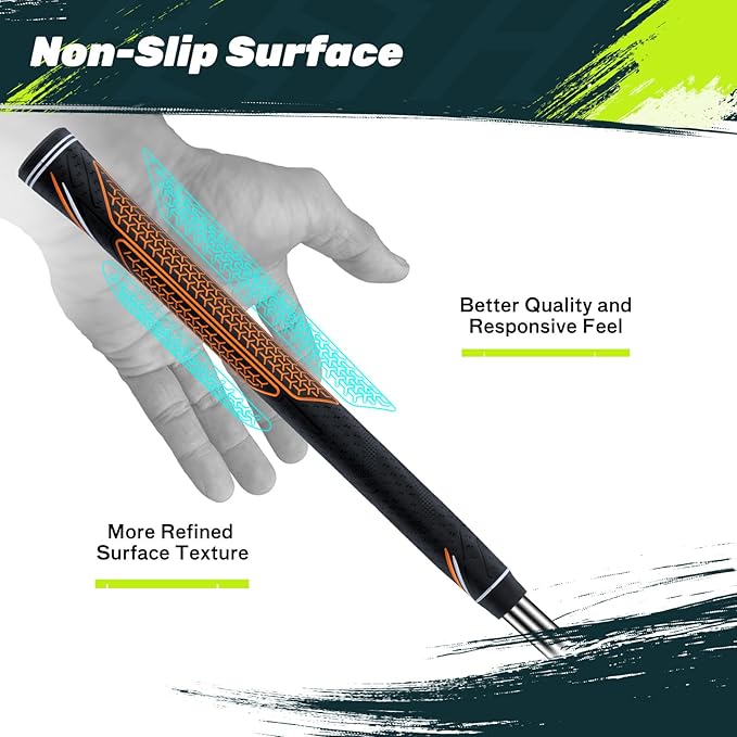 SAPLIZE High-performance Rubber Golf Grips 13 Pack, High Shock Absorption, Non-slip, Choose from 13 Grips with 15 Tapes or Full Regripping Kit, Available in Standard/Mid/Jumbo Sizes, CC10 Series