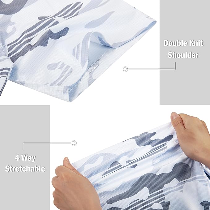 TAPULCO Mens Quick Dry Polo Shirts Camouflage Pattern Performance Athletic Lightweight Breathable Casual Golf Tshirts