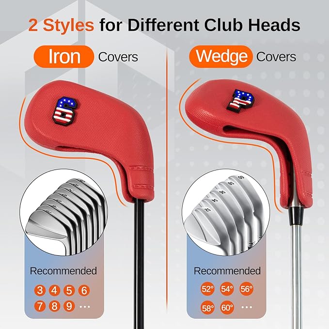 10pcs EVA Golf Club Covers – 7 Iron & 3 Wedge Covers with Numbers – Washable, Wear-Resistant Protection – Easy On & Off for Golf Irons & Wedges