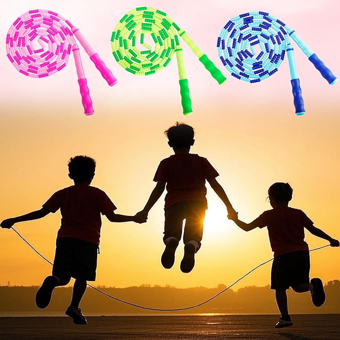 12 Pack Jump Ropes for Kids,Beaded Jump Rope,Adjustable Length Tangle-Free Segmented Jumping Rope,Beaded Skipping Ropes for Kids,Men,Women,Adults Exercise,8.2 Ft