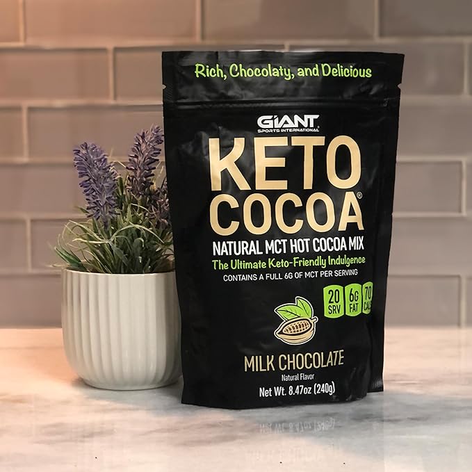 Keto Cocoa | Delicious Sugar Free Instant Hot Chocolate Mix with 6g of MCTs for Ketogenic Diet Low Carb Lifestyle | No Gluten | 20 Servings
