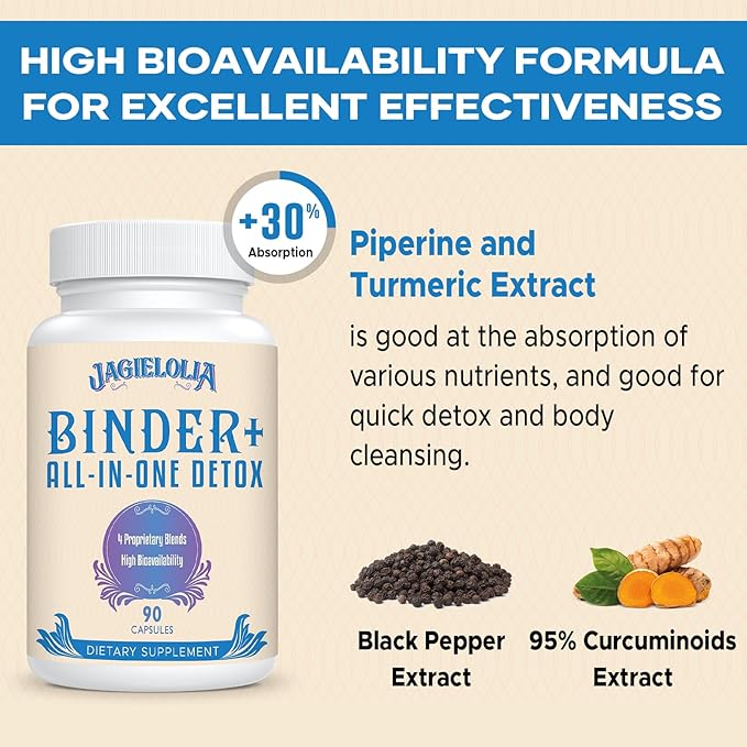 All-In-One Detox Binder Supplement 1500 MG - High Bioavailability, Liver Gut Detox Cleanse with Activated Charcoal, Zeolite & Bentonite Clay for Toxins, Liver, Digestive, 900 Vegan Capsules