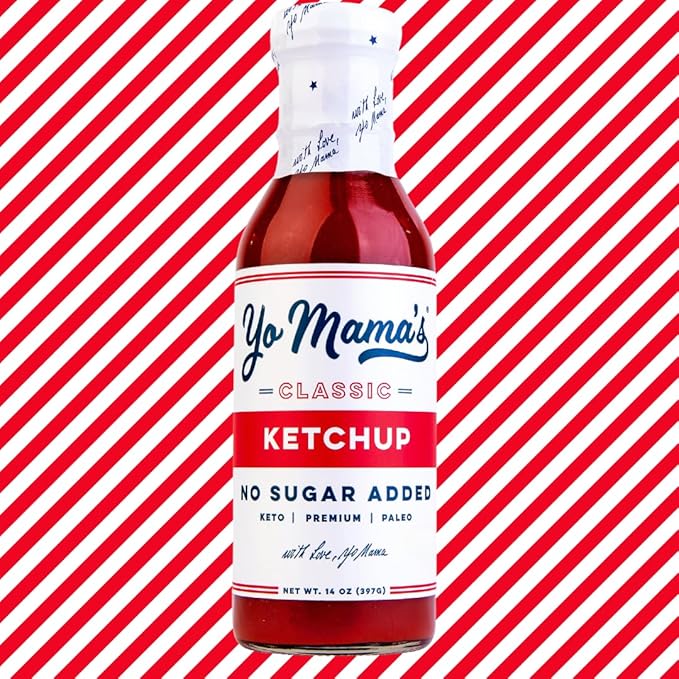 Yo Mama's Foods Keto Classic Ketchup – Pack of (1) - No Sugar Added, Low Carb, Vegan, Gluten Free, Paleo Friendly, and Made with Whole Non-GMO Tomatoes!
