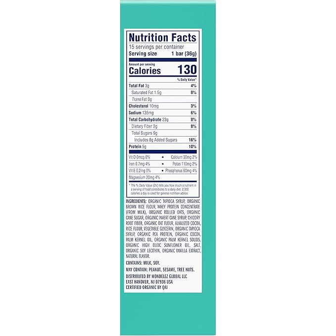 CLIF Kid Zbar Protein - Chocolate Mint - Crispy Whole Grain Snack Bars - Made with Organic Oats - Non-GMO - 5g Protein - 1.27 oz. (15 Pack)
