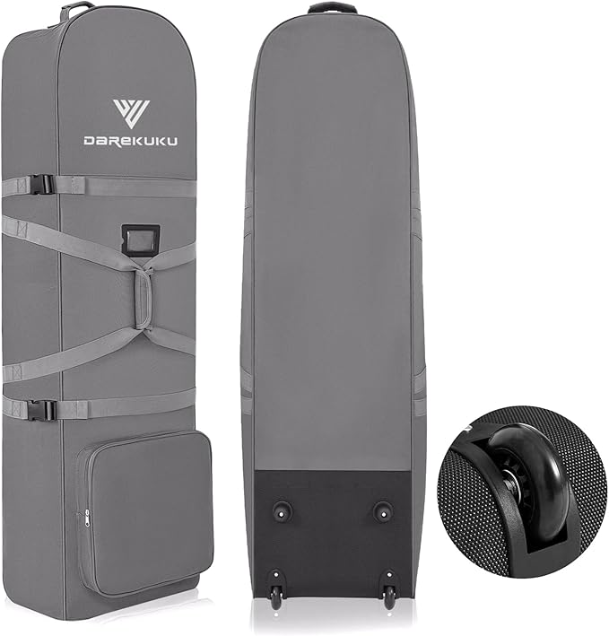 Golf Travel Bags for Airlines with Adjustable Support Rod and Detachable Shoulder Straps, Soft Foldable Golf Club Travel Covers, 900D Heavy Duty Oxford