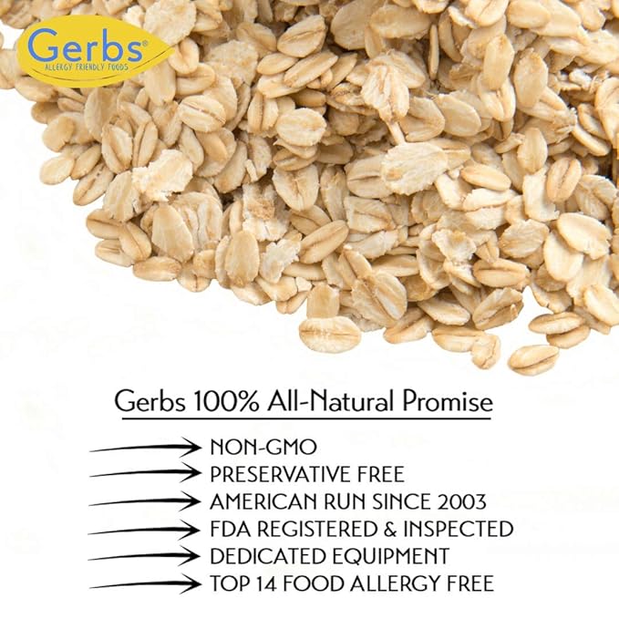 Gerbs Gluten-Free Traditional Rolled Oats 4 lbs. | Carefully Sourced, Premium Grade, Resealable Bag | Hearty Texture, Ideal for Baking & Breakfast | Top 14 Allergen-Free