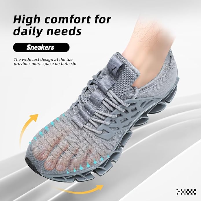Men's Slip on Walking Running Shoes Blade Tennis Casual Fashion Sneakers Comfort Non Slip Work Sport Athletic Trainer