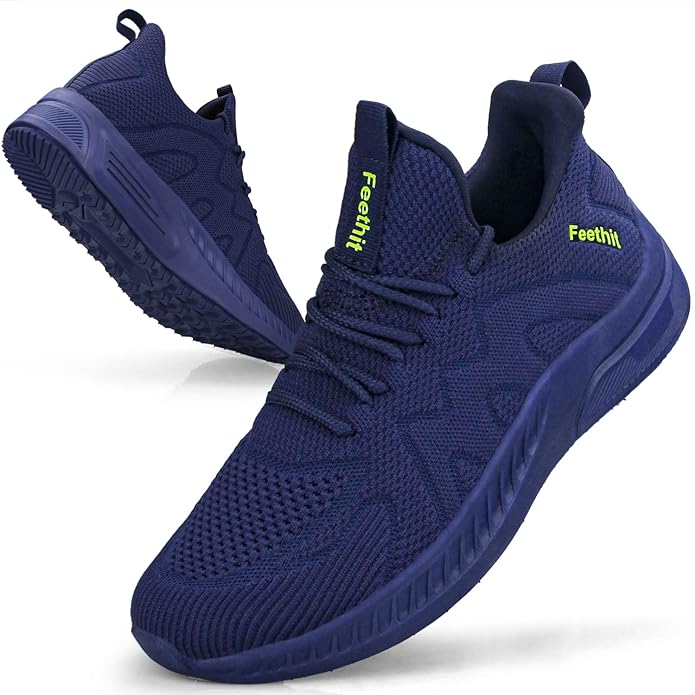 Feethit Mens Non Slip Walking Sneakers Lightweight Breathable Slip on Running Shoes Athletic Gym Tennis Shoes for Men