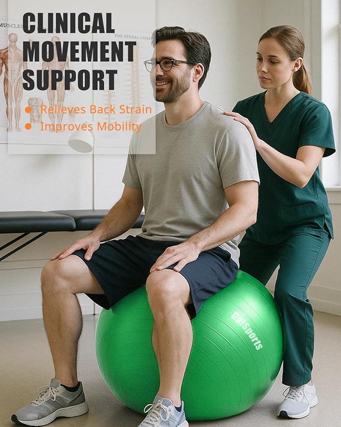 GalSports Anti-Burst Slip Resistant Stability Ball - Swiss Ball for Home Gym & Physical Therapy