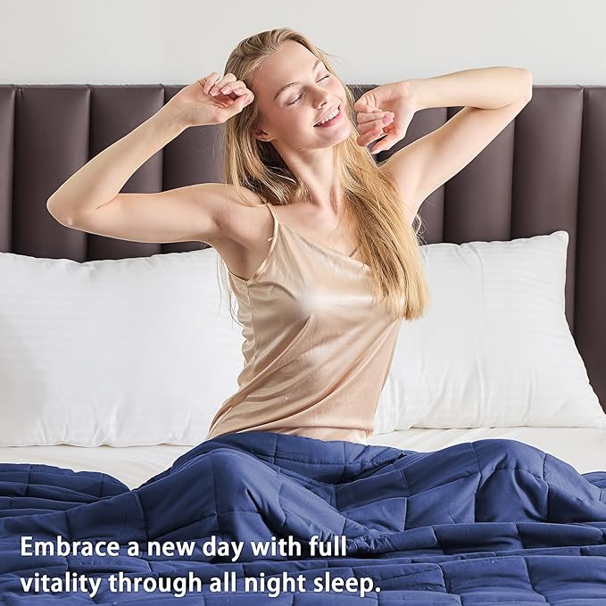 yescool King Size Weighted Blanket for Adults (30 lbs, 80” x 87”, Blue) Cooling Heavy Blanket for Sleeping Perfect for 290-310 lbs, Breathable Blanket for Adults & Couple All Season, Machine Washable